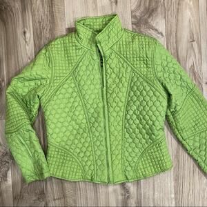 HELIUM M Bright Green Moto‎ Style Lightweight Puffy Short Jacket